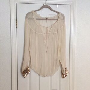 EUC Vintage Free People Women’s Sheer Dressy Long Sleeve Tunic Top